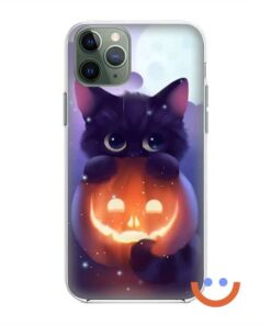 калъф за телефон за хeлоуин pimpkin and the cat