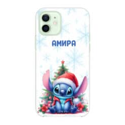 Празничен калъф на Стич със снежен фон